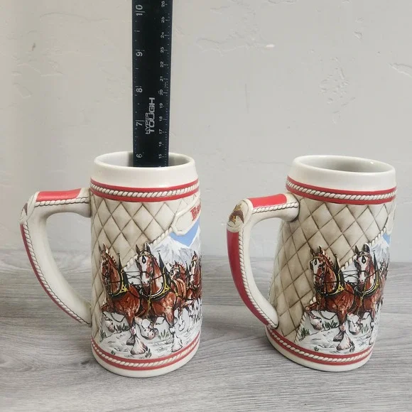 Vintage Budweiser Clydesdale Stein Limited Edition 1985 Set of 2 Ceramic Classic - Picture 4 of 9